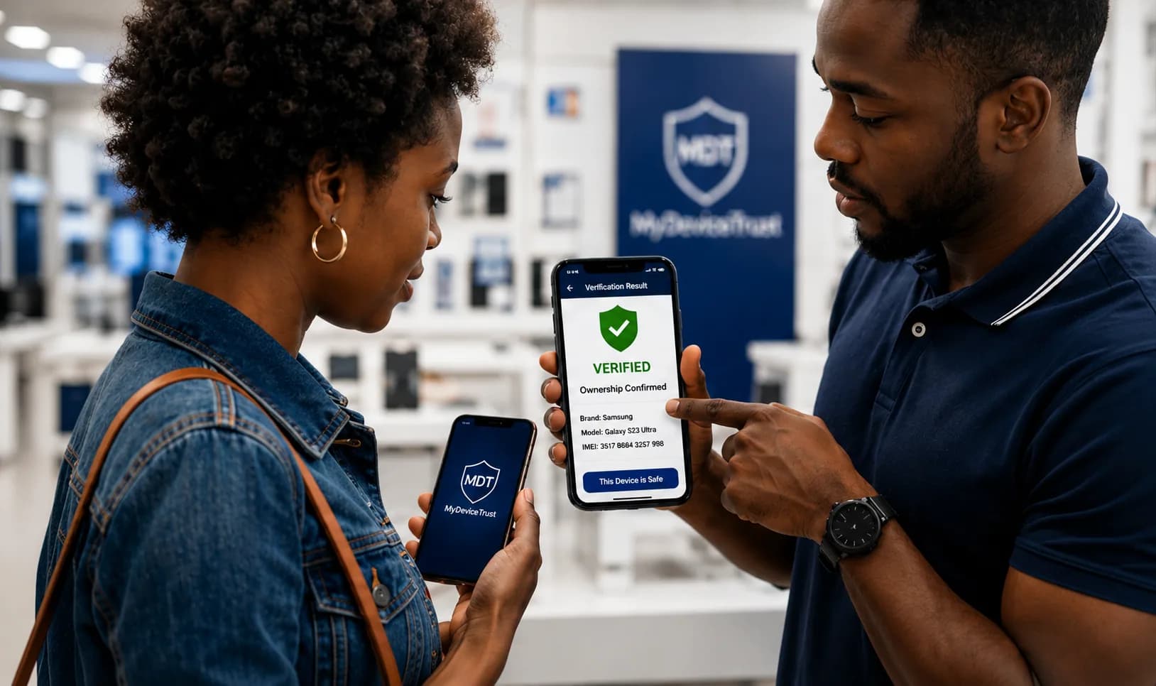 A buyer reviewing a verified device result